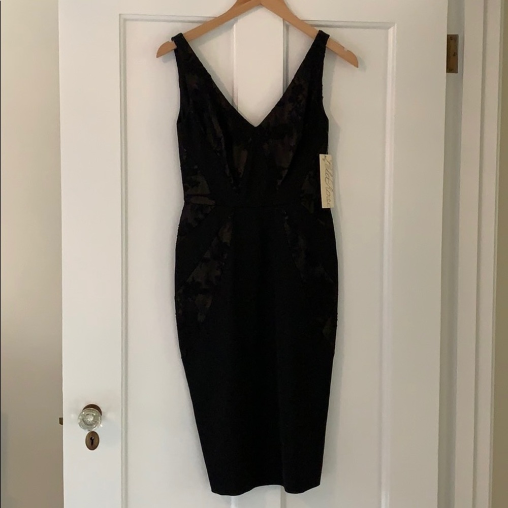 Lela Rose black lace midi dress, size 0